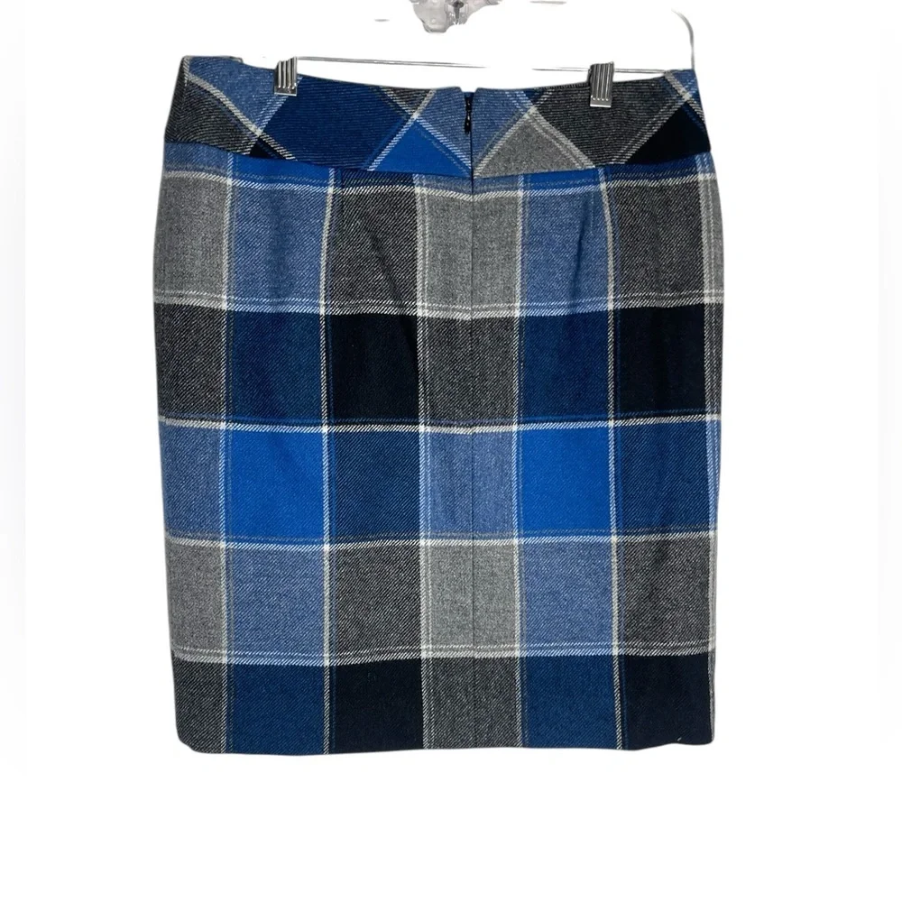 Talbots skirt size 4 sapphire blue & black Buffalo plaid Pencil Straight skirt 💙